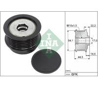 Overrunning Alternator Pulley fits FORD KUGA 2.0D 2014 on Clutch INA 1873207 New