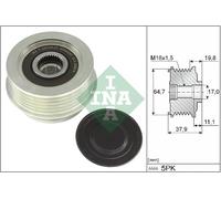 INA 535 0370 10 Overrunning Alternator Pulley Fits Audi Cupra A3 Formentor Q3 Tt