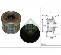 Overrunning Alternator Pulley fits BMW 118 2.0 04 to 13 N46B20B Clutch INA New