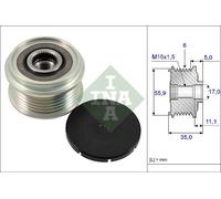 Overrunning Alternator Pulley fits VW GRAND CALIFORNIA 2.0D 2019 on Clutch INA