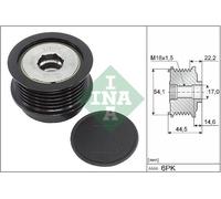 Overrunning Alternator Pulley fits FORD KUGA 2.0D 2014 on Clutch INA 1873207 New