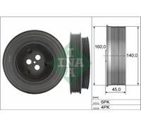Crankshaft Pulley (TVD) fits FORD TRANSIT CUSTOM V362 TDCi 2.2D 12 to 15 INA New