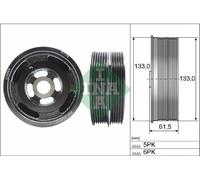 INA 544 0167 10 Crankshaft Belt Pulley 62mm Width Fits Ford B-Max C-Max Focus 2