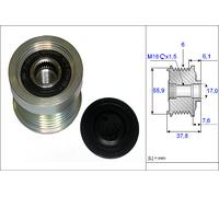 Overrunning Alternator Pulley fits VOLVO XC90 Mk1 2.5 2.4D 02 to 14 Clutch INA