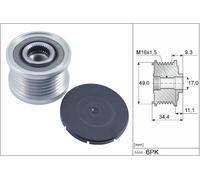 Overrunning Alternator Pulley fits BMW X1 E84 2.0 10 to 15 Clutch INA Quality