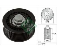 INA 532 1076 10 Deflection / guide pulley, V-ribbed belt