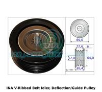 INA V-Ribbed Belt Idler, Deflection/Guide Pulley - 532 0671 10 - OE Quality
