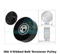 INA V-Ribbed Belt Tensioner Pulley - Width: 28mm - 531 0635 20 - OE Quality