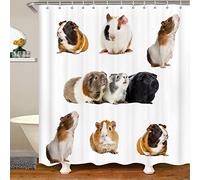 INAAYO Guinea Pig Shower Curtain 3D Bathroom Shower Curtains Guinea Pig, Mould Resistant Waterproof Washable Bathroom Curtains, Shower Curtain 120 x 180 cm with 8 Hooks Bath Curtain
