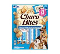 INABA Dog Treat Churu Bites – Chicken & Cheese Flavour, Crispy Pouches, Creamy Filling – 8 x 12g