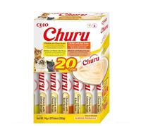 INABA Churu Cat Treat, Chicken & Beef Variety Box, 20 Sticks x 14g | Soft & Creamy Cat Treat, Delicious Snack, Lickable Sticks, Smooth Purée Food Topper, Premium Ingredients, Low Calorie
