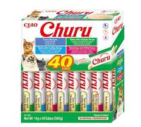 INABA Churu Cat Treat, Tuna & Seafood Variety Box, 40 Sticks x 14g | Soft & Creamy Cat Treat, Delicious Snack, Lickable Sticks, Smooth Purée Food Topper, Premium Ingredients, Low Calorie