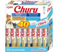 INABA Churu Cat Treat - Tuna Variety Box - 1 Pack (40 x 14g total) / Soft & Cre