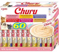 INABA Churu Cat Treat - Tuna Variety Box - 1 Pack (60 x 14g total) / Soft & Cre