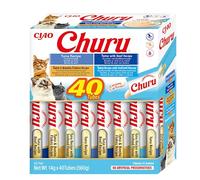 INABA Churu Cat Treat, Tuna Variety Box, 40 Sticks x 14g | Soft & Creamy Cat Treat, Delicious Snack, Lickable Sticks, Smooth Purée Food Topper, Premium Ingredients, Low Calorie