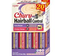 Ciao Churu Sticks Hairball - Chicken and Tuna Variety Box - 1 Pack (20 x 14g) / Soft & Creamy INABA Cat Treat, Delicious & Healthy Snack, Purée Food Topper, Pill Assist, Natural, Grain Free