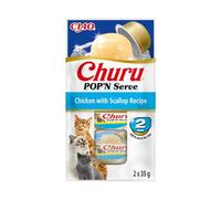INABA Churu Pop'N Serve, Wet Cat Treats, Chicken & Scallop, 2 Cups x 35g | Lickable Jelly in Easy-Serve Cups for Quick Portioning and Feeding, Premium Ingredients, High Moisture, Mess-Free Serving