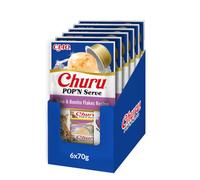 INABA Churu Pop'N Serve, Wet Cat Treats, Tuna Bonito Flakes, 12 Cups x 35g | Lickable Jelly in Easy-Serve Cups for Quick Portioning and Feeding, Premium Ingredients, High Moisture, Mess-Free Serving