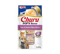 INABA Churu Pop'N Serve, Wet Cat Treats, Tuna & Bonito Flakes, 2 Cups x 35g | Lickable Jelly in Easy-Serve Cups for Quick Portioning and Feeding, Premium Ingredients, High Moisture, Mess-Free Serving