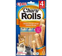 INABA Churu Rolls, Dog Treat, Dual Texture, Chicken Flavour, 64 x 12g | Crispy Stick-Style Treat, Soft-Baked with Creamy Filling, Delicious Snack, Hand Feeding, Training, Premium Ingredients