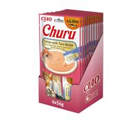 INABA Churu Sticks Cat Treat - Salmon with Tuna - 12 Pack (48 x 14g) / Soft & Creamy Cat Treat, Delicious & Healthy Snack, Lickable Sticks, Hand Feeding, Natural, Grain Free, High in Moisture
