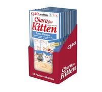 INABA Churu Sticks for Kitten Tuna Recipe (48 x 14g) / Soft & Creamy INABA Cat Treat, Delicious & Healthy Snack, Lickable Sticks, Purée Food Topper, Pill Assist, Natural, Grain Free, Wet Cat Food