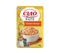 INABA Ciao Entrée Paté, Wet Cat Food, Complete Balanced Meal with Chicken, Low-Calorie Smooth Paté made with Natural Ingredients, For Adult Cats, 1 Pack of 40g