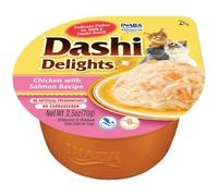 INABA Dashi Delights, Wet Cat Food, Chicken & Salmon Recipe, 1x70g | Bits in Broth Cat Food Topping, Inspired by Japanese Traditions, Tender Flakes, Delicious Snack, Complement, High Moisture