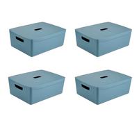 Inabox Storage Box Bonus Pack 4 X 19L Cactus Blue With Lid, Storage boxes with lids, Plastic storage box with lid, BPA free, Bedroom, Laundry, Home & Office, W 33.5cm x L 43.5cm H 16.5cm
