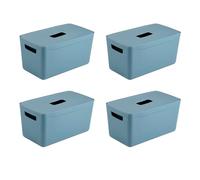 INABOX Storage Box Bonus Pack 4 X 8L Cactus Blue With Lid, Storage boxes with lids, Plastic storage box with lid, BPA free, Bedroom, Laundry, Home & Office, W 18.5 x H 16.5 x L 32.3 cm