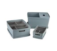 Inabox Designer Storage Boxes With Lids and Trays Small Value Pack (2 x 5L & 1 x 19L & 1 x 28L & 1 x Small & 1 x Large Tray) Cottage Blue - H-I60649