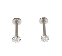 INACMWIH 2 Stainless Steel Square Zircon Cartilage Helix Tragus Lip Earring Stud 8 mm