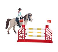 INACMWIH 3 Pieces Equestrian Toy Set with Horse Horseman and Fence for Baby Kids Boys Girls