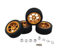 INACMWIH 4 Pieces RC Wheels and Tires RC Part for Wltoys 1:14 RC Crawler Car DIY Accs gold Outer dia 70.5 mm