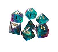 INACMWIH 7 Pieces Polyhedron Dices Multi-color Dices Set D4~D20 for Role Playing Game