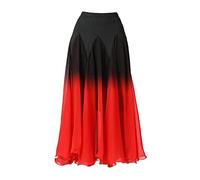 INACMWIH Elegant Ballroom Dance Skirt Dancing Costume Stage Performance Dancewear M Black Red