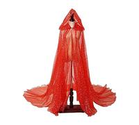 INACMWIH Hooded Cloak for Women Durable Shiny for Adults Wedding Cape for Stage Party Red