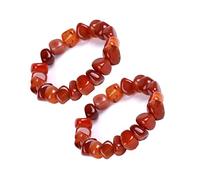 Inactwin 2 Pcs Carnelian Crystal Chip Beaded Stretch Bracelets For Women,Handmade Carnelian Natural Stone Charm Friendship Couples Matching Bracelets, Carnelian, no gemstone