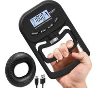 inaepeak 396lb/180kg Hand Grip Strength Meter with 50-60lb Silicon Ring Grip Trainer, Rechargeable Electronic Hand Dynamometer, Digital Grip Strength Tester with Adjustable Handle