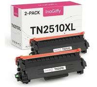 InaGiffy TN2510 Toner Cartridge Compatible with Brother HL-L2400DW HL-L2400DWE MFC-L2800DW MFC-L2860DWE TN2510XL Black Printer Ink (1 Pack / 2 Pack Available, Up to 1200 Pages Each) (2x TN 2510XL)