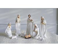 INAJHhouse 9 Pieces European Style Nativity Set for Indoor Christmas Decoration, Real Scene Figurines & Manger Resin Crafts