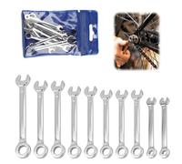 Inajoke 10 PCS Mini Combination Spanner Set Metric 4-11mm Small Wrench Open End and Box End Spanners Carbon Steel with Portable Pouch for Home Appliance Industry Assembling Furniture Bike Car Repairs