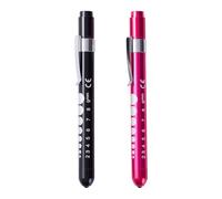 Inajoke 2 Pcs Diagnostic Penlight Mini Reusable LED Pen Torch Flashlight EMT Emergency Clinical Care Doctor Dental Throat Ear Pupil Pen Light Pocket Clip Black Pink