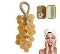 Inalsion Grape Soap, Grape Soap On A Rope, Handcrafted rape Bunch oap, Cold Process Bath oap, Crystal rape Shaped On Rope, Decorative for Washing Hands and Bath (E)