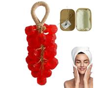 Inalsion Grape Soap, Grape Soap On A Rope, Handcrafted rape Bunch oap, Cold Process Bath oap, Crystal rape Shaped On Rope, Decorative for Washing Hands and Bath (G)