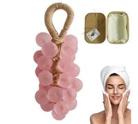 Inalsion Grape Soap, Grape Soap On A Rope, Handcrafted rape Bunch oap, Cold Process Bath oap, Crystal rape Shaped On Rope, Decorative for Washing Hands and Bath (B)