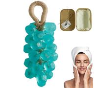 Inalsion Grape Soap, Grape Soap On A Rope, Handcrafted rape Bunch oap, Cold Process Bath oap, Crystal rape Shaped On Rope, Decorative for Washing Hands and Bath (C)