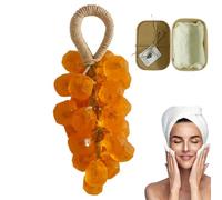 Inalsion Grape Soap, Grape Soap On A Rope, Handcrafted rape Bunch oap, Cold Process Bath oap, Crystal rape Shaped On Rope, Decorative for Washing Hands and Bath (F)