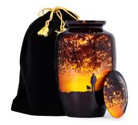 inanosa Cremation Urn for Adult | Urn for Human Ashes Adult | Decorative Urns for Male, Female | Handcrafted Burial Urns Large | 200 Cu/in | Brown