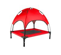 iNap Raised Dog Bed - Cooling Elevated Pet Bed with Washable Breathable Fabric - Orthopaedic Steel Frame Design - Choose Colour & Size (Red Roof, M)